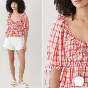 NWT En Saison plaid Top size S
